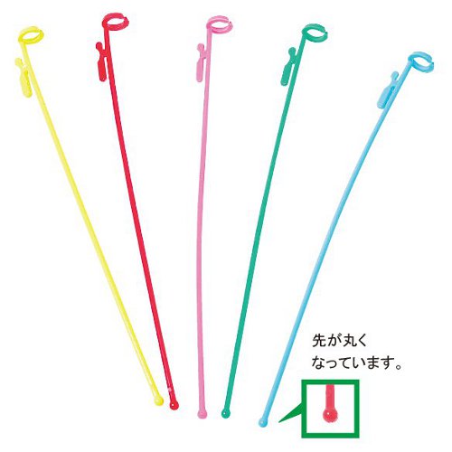あす楽12時! 風船プラ棒 アソートパック 赤・ピンク・黄・水色・緑全5色個入り21cm100本【ACC30103】