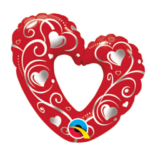 【スティックバルーンお得パック】【10本入り】ミニSHP ハーツアンドフィリグリーレッド