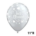 あす楽12時! 【ゴム風船】11インチ ジャストマリッドハーツシルバー 50個入り【pin18839】