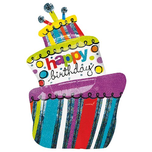 【お得バルーンパック】LSHPファンキーバースデーケーキ 【5枚1パック】ANG21937【メール便OK】