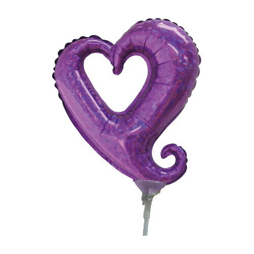 【スティックバルーンお得パック】【10本入り】14” ミニチェーンオブハート ホログラムパープル