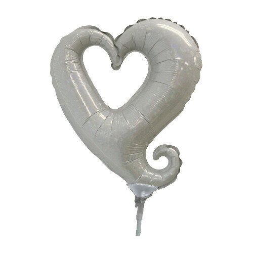 ※入荷待ち※【スティックバルーンお得パック】【10本入り】14” ミニチェーンオブハート ホログラムパールホワイト BLT19543