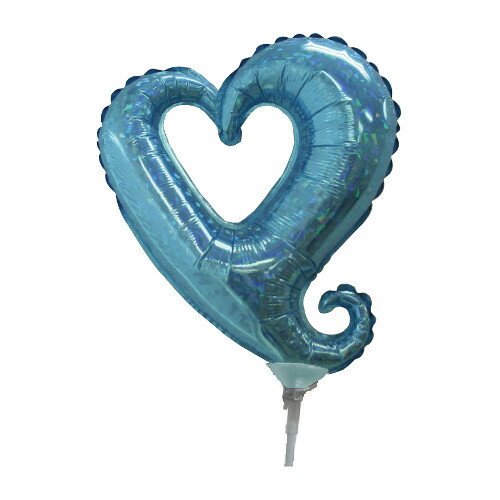 【スティックバルーンお得パック】【10本入り】14” ミニチェーンオブハート ホログラムパステルブルーBLT19796