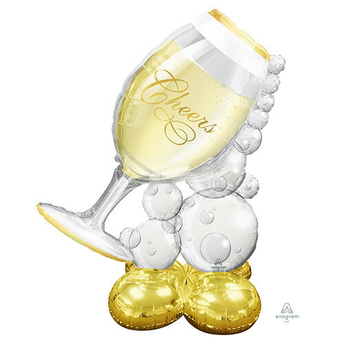 巨大129センチ ガス不要!空気で立つ【クリスマスツリーバルーン】【空気で立つバルーン】AGエアルーンズラージ バブリーワイングラス シャンパンバルーン エン...