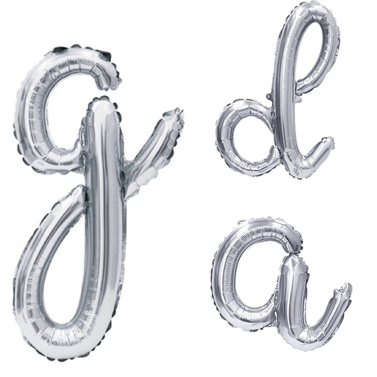 文字バルーン 英語 小文字 筆記体 英語風船 クリプトレターバルーン シルバー 【メール便OK】