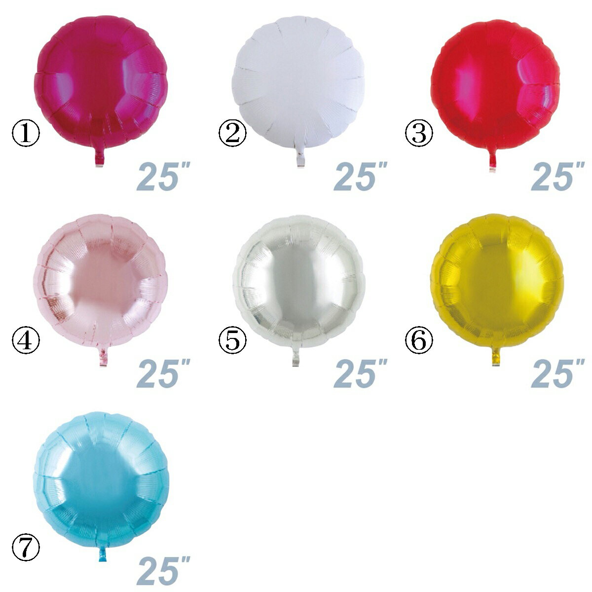 あす楽12時! 【アルミ風船】25インチ アイブレックス 丸型 各色25インチ ラウンド 5枚1パック【長期浮くタイプ 無地 大きめ】【メール便OK】