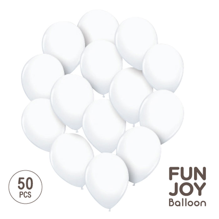 FUNJOY Balloon 25cm丸型ホワイト50枚入 1パックFJB25273