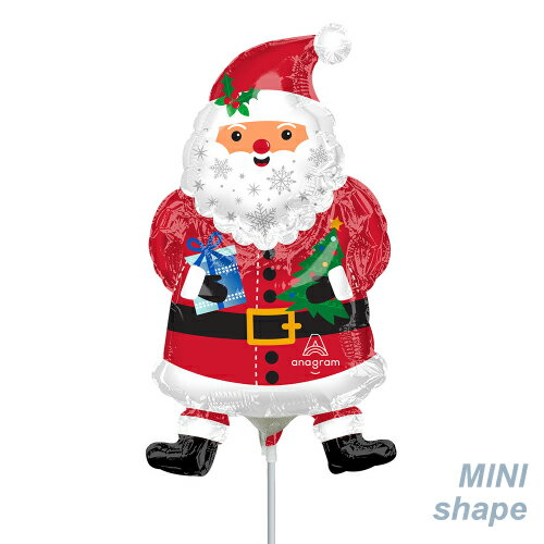 【スティックバルーンお得パック】サンタ クリスマスバルーン スティック付き【10本入り】AG ミニSHP スノーウィーサンタ ANG44906