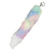 【景品　配り　縁日　祭り　子ども会】フェイクファーレインボーしっぽキーホルダー38cm 　10個【　景..