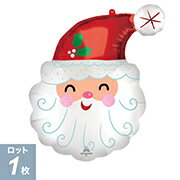 【クリスマス バルーン アルミ 風船】 P-AG L-SHP スマイリーサテンサンタヘッド 1枚 サンタ バルーン