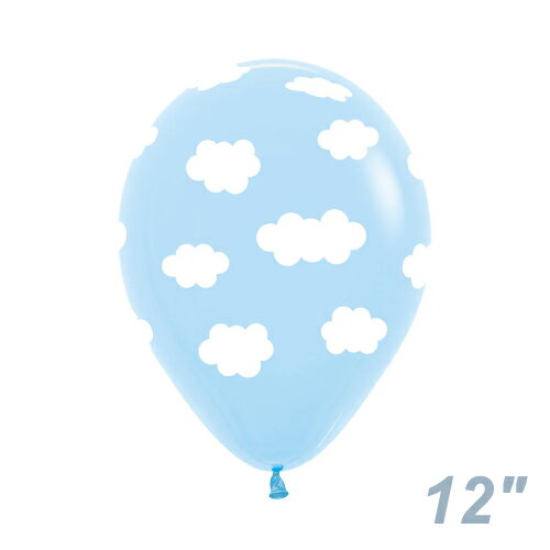 あす楽12時！ 【ゴム風船】SSM12インチ パステルマット クラウドアラウンド 【くも　空　柄　雲　ベビーシャワー】　50個