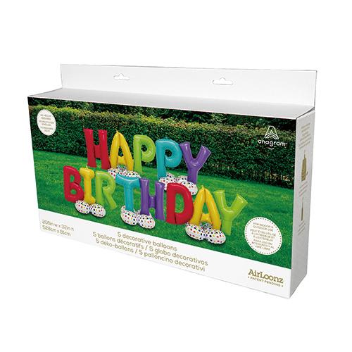 Rakuten - 巨大オブジェ　ガス不要！空気で立つ誕生日　オブジェ　バースデーーバルーン】【空気で立つバルーン】AGエアルーンズフレーズキット ハッピーバースデー 　シャンパンバルーン　エントランス　フォトスポット