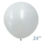 Balloon - 【ゴム風船　単色】【24インチ】【大きめサイズ　球体　まん丸】3枚入り　SM24インチ(60センチ)丸型 ファッション ホワイト