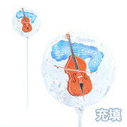 【部活バルーン　クラッシック　オーケストラ　弦楽器　風船　吹奏楽　音楽　卒業　楽器】【膨らんだ状態でお届け】MVPスティックバルーン130mmラウンド コントラバス 充填タイプ 5本