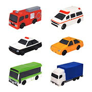 【縁日すくい】ゲームセンター　ぷかぷか人気の乗り物オールスター　ぷかぷかリアルのりもの 　25個　(バス　働く車　飛行機)の商品画像