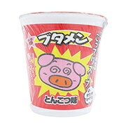 商品サイズ：80×87×80mm　30個入り ブタメン定番のとんこつ味！原材料：油揚げめん（小麦粉（国内製造）、植物油脂、食塩、しょうゆ、砂糖、たんぱく加水分解物、ポークエキス、卵白、ポークエキスパウダー）、粉末スープ（ポークエキスパウダー、食塩、植物油脂、デキストリン、ぶどう糖、ごま、香辛料、粉末しょうゆ、精製加工油脂、乳糖、チキンパウダー、香味油）／加工デンプン、調味料（アミノ酸等）、かんすい、乳化剤、香料、香辛料抽出物、糊料（グァーガム）、酸味料、酸化防止剤（ビタミンE）、ビタミンB1、カラメル色素、(一部に小麦・卵・乳成分・ごま・大豆・鶏肉・豚肉・ゼラチンを含む）縁日などパーティーグッズ　子供会　景品　夏祭り　に人気です！