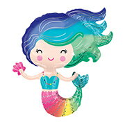あす楽12時! 【アルミ風船 バルーン】P-AGLSHP カラフルマーメイド1枚【P-ANG38472】【メール便OK】