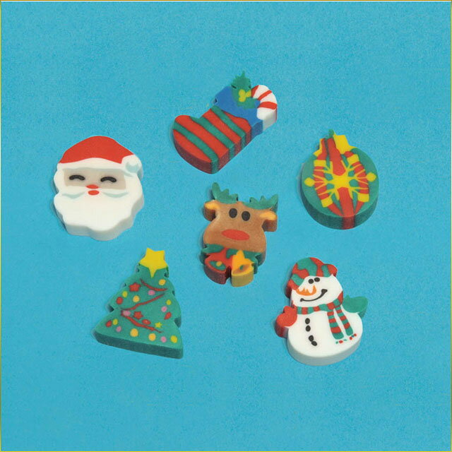 あす楽12時! ホリデーファンイレイザー1パック パーティー クリスマス デコレーション 消しゴム クリスマス 【pg390729】