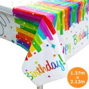 テーブルカバー レインボーバースデー 137cmX213cm ビニール製 カラフル お誕生日パーティー 飾りつけ 【2点までメール便OK】
