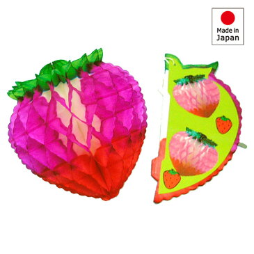 七夕 飾り付け ハニカム いちご 14cm 日本製 紙でんぐり 店舗装飾 7月のかざり 夏の飾り イベント ディスプレイ 【4点までネコポスOK】