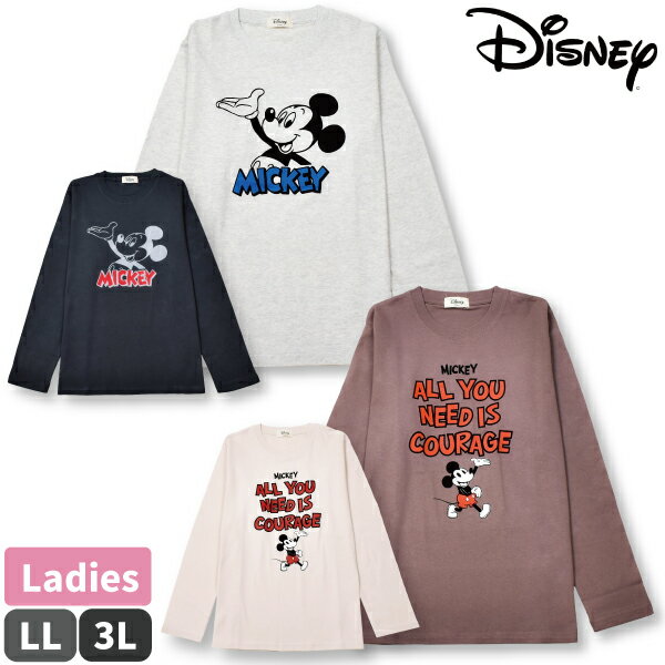 Disney（ディズニー） 長袖Tシャツ LL-3L 大きいサイズ ロンT レディース 婦人 長袖 Tシャツ かわいい おしゃれ 天竺 綿100％ 1点までメール便可のサムネイル