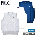 POLO ポロ Vネック ニット ベスト V首 トップス メンズ 紳士 綿 アクリル プレゼント ギフト 刺しゅう ワンポイント ロゴ 刺繍 ブランド S M ...