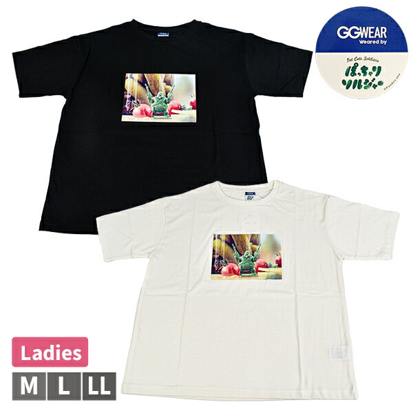 【値下げ品】GGWEAR ぽっちゃりソルジャー 婦人 レディース 半袖 五分袖 Tシャツ ガチャ キャラT パンダの穴 ゆったり M L LL 【1点までメール便可】 668944