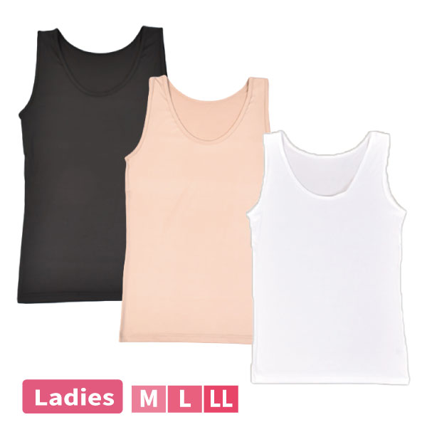 【お取り寄せ商品】M L LL レディース エステル ストレッチ インナータンクトップ 夏 接触 冷感 婦人 肌着 ひんやり 吸水速乾　抗菌防..
