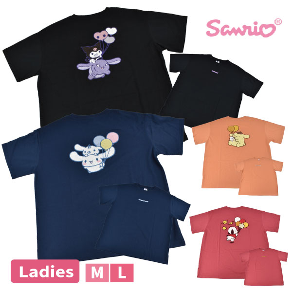 Rakuten - sanrio サンリオ 半袖シャツ M L レディース 婦人 Tシャツ シナモン シナモロール クロミ レッド オレンジ ブラック ネイビー かわいい おしゃれ【1点までメール便可】