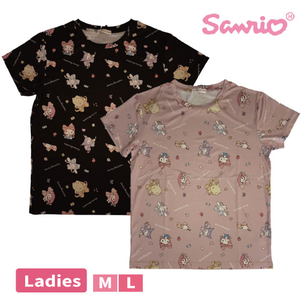 Rakuten - sanrio サンリオ 半袖 婦人 レディース Tシャツ トップス かわいい キャラクター M L クロミ マイメロ キティ シナモン ポムポムプリン【1点までメール便可】