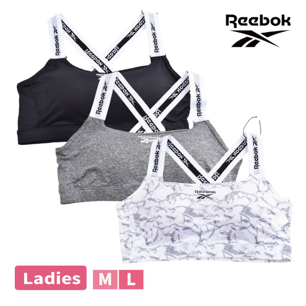 婦人 レディース ハーフトップ Reebok リーボック ドライ ストレッチ 吸水速乾 UVカット UPF50＋ M L インナー 下着 肌着 スポブラ DRY スポーツ 部活 ジム ヨガ アンダーウェア