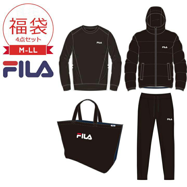 福袋 2024 メンズ スポーツ ブランド 福袋 M L LL 4点セット フィラ FILA スポーツ ルームウェア 2024年 新作福袋 中綿ジャケット スウェットシャツ スウェットパンツ トートバッグ 大人 男性