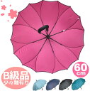 【B級品】レディース傘　16本骨 耐風骨 サクラ（桜・さくら）骨 シームレス(一枚張り)傘　60センチ ワンタッチ式 グラスファイバー アウトレット