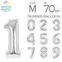 【MAX\30%OFFクーポン/!★マラソン開催中】【 数字 風船 約70cm Mサイズ 空気入れストロー&説明書付 シルバー 】 大きい ナンバーバルーン ナ...
