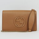 GUCCI (グッチ) 598211 A7M0G 2754 ソーホー チェーンウォレット レザー ローズベージュ SOHO chain walette 財布 ショルダーバッグ 斜め掛け フラップ レディース ハイブランド