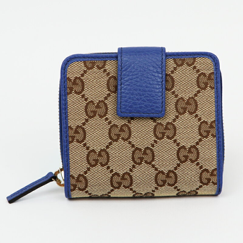 グッチ 財布（メンズ） GUCCI(グッチ) 346056 KY9LG 9782 GGキャンバス ウォレット キャンバス レザー Blue 青 ブルー GG canvas walette 二つ折り財布 2つ折り財布 コンパクトウォレット ラウンドファスナー メンズ レディース ハイブランド