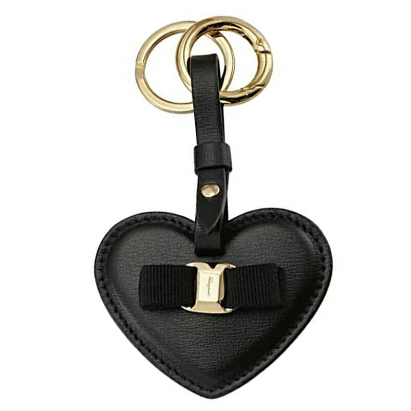 Salvatore Ferragamo (サルヴァトーレフェラガモ) 22E011 0734489 ヴァラ リボン キーホルダー レザー NERO 黒 ブラック VARA BOW KEY RING キーリング チャーム ハート レディース ハイブランド