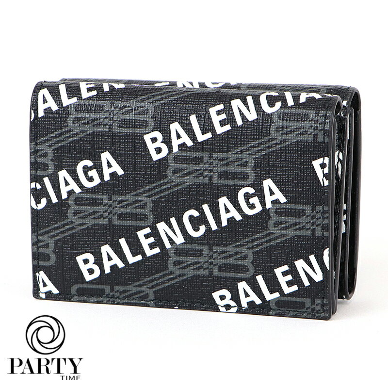 バレンシアガ 三つ折り財布 レディース BALENCIAGA (バレンシアガ) 594312 210HO 1060 SIGNATURE キャッシュ ミニウォレット BB MONOGRAM ALLOVER LOGO BB モノグラム 黒 CASH MINI WALLET 3つ折り財布 コンパクトウォレット メンズ レディース ハイブランド