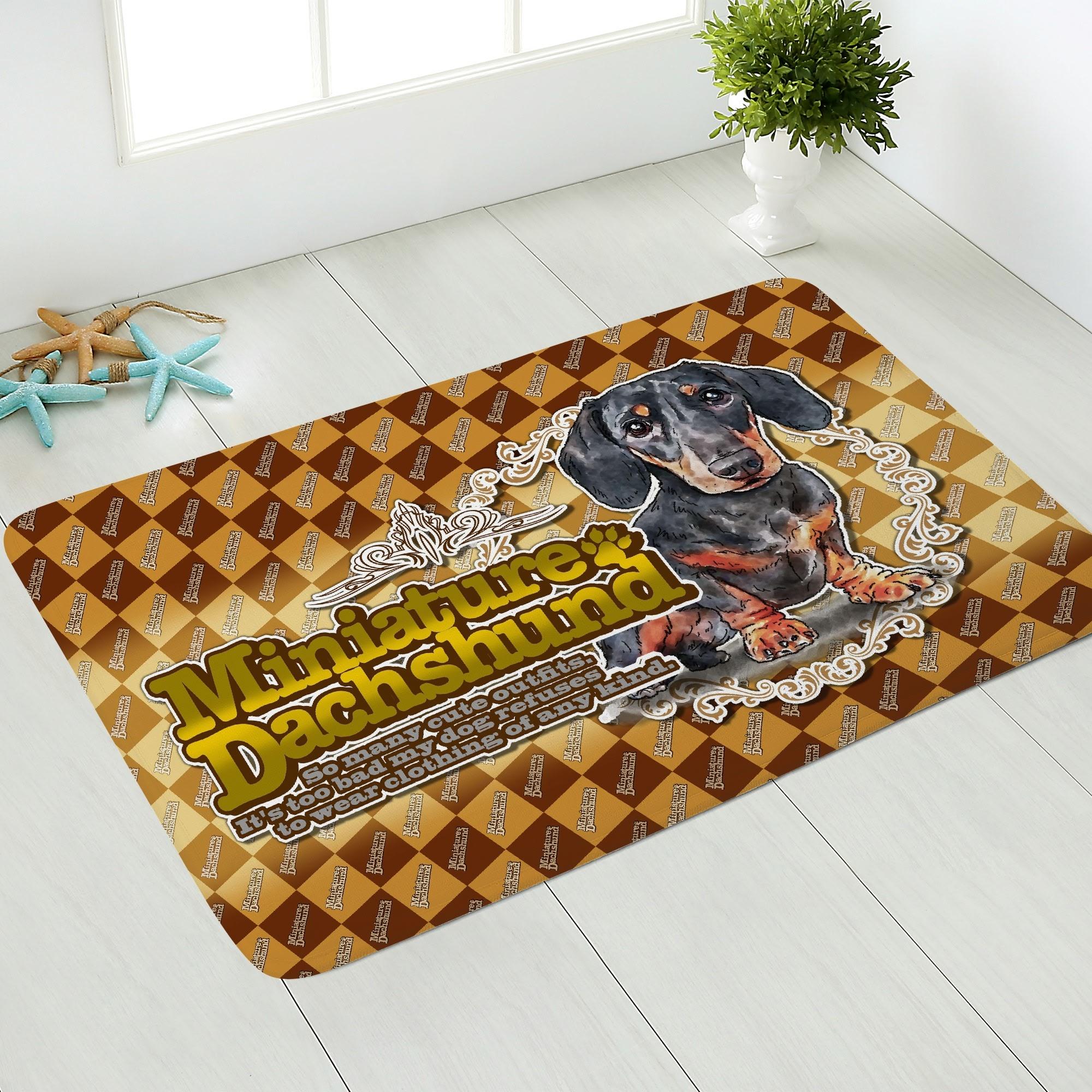 【直送品 同梱不可品】 ダックスフンド 柄のドアマット (ふんわりドアマット) ふんわりドアマット ユニセックス ホームデコレーション 全て ドッグ ペット ペットグッズ おちたけみち
