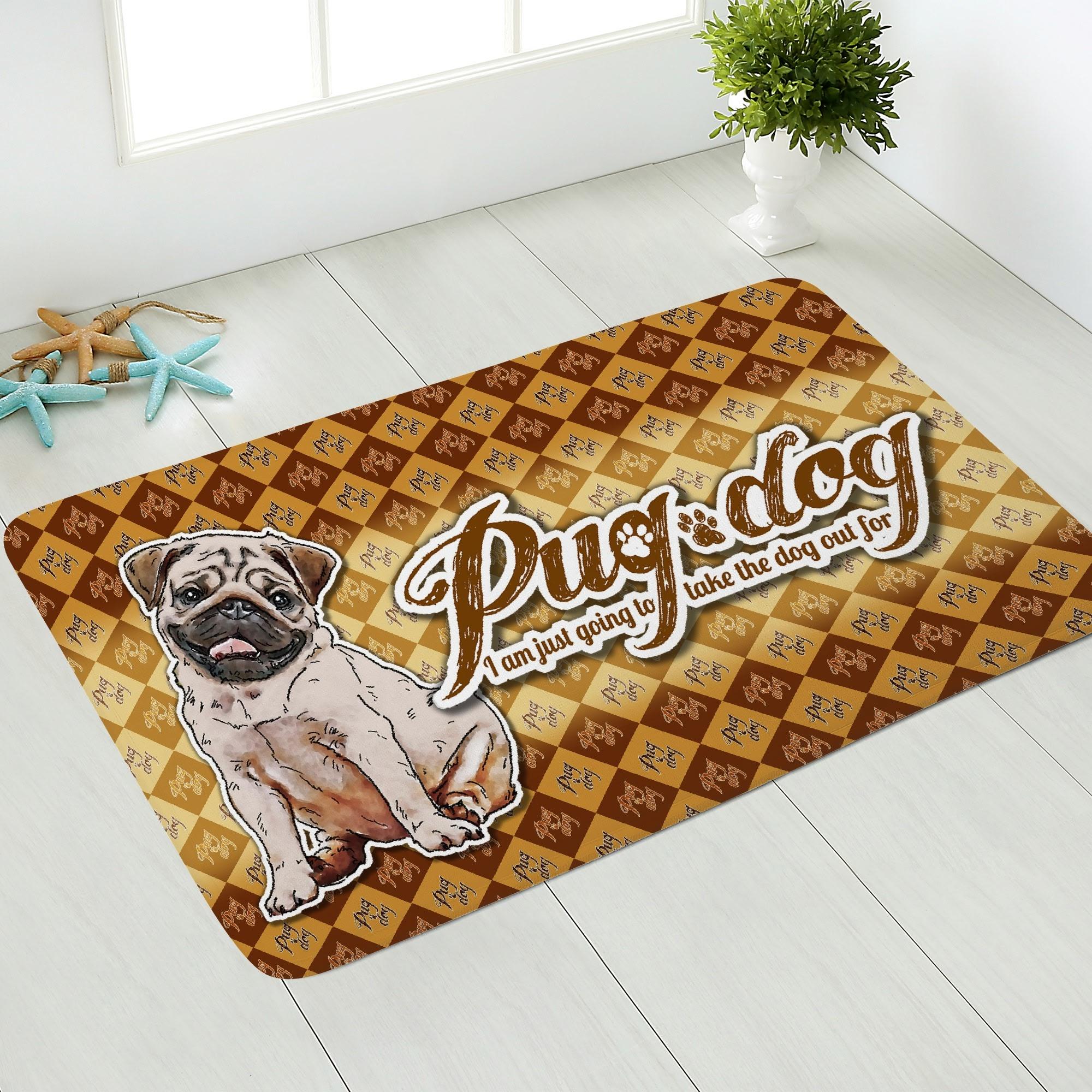 【直送品 同梱不可品】 パグ 柄のドアマット (ふんわりドアマット) ふんわりドアマット ユニセックス ホームデコレーション 全て ドッグ ペット ペットグッズ おちたけみち プリントン Pug