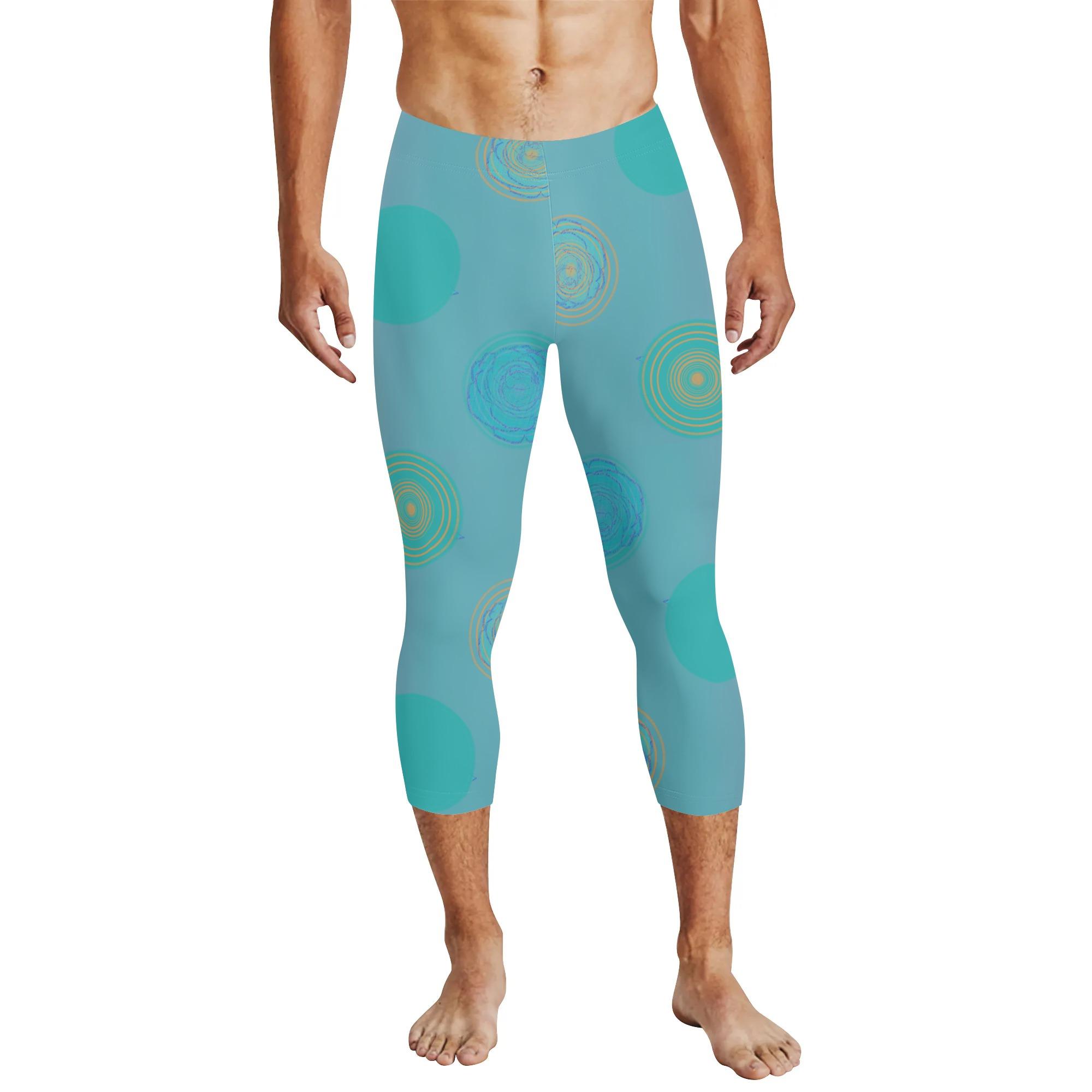 【直送品 同梱不可品】 バラドット（別パターン）(メンズレギンス 7分丈) メンズレギンス 7分丈 メンズ アート 花 ドット オリジナル 薔薇 dot ばら フラワー rose flour ローズ 詩一