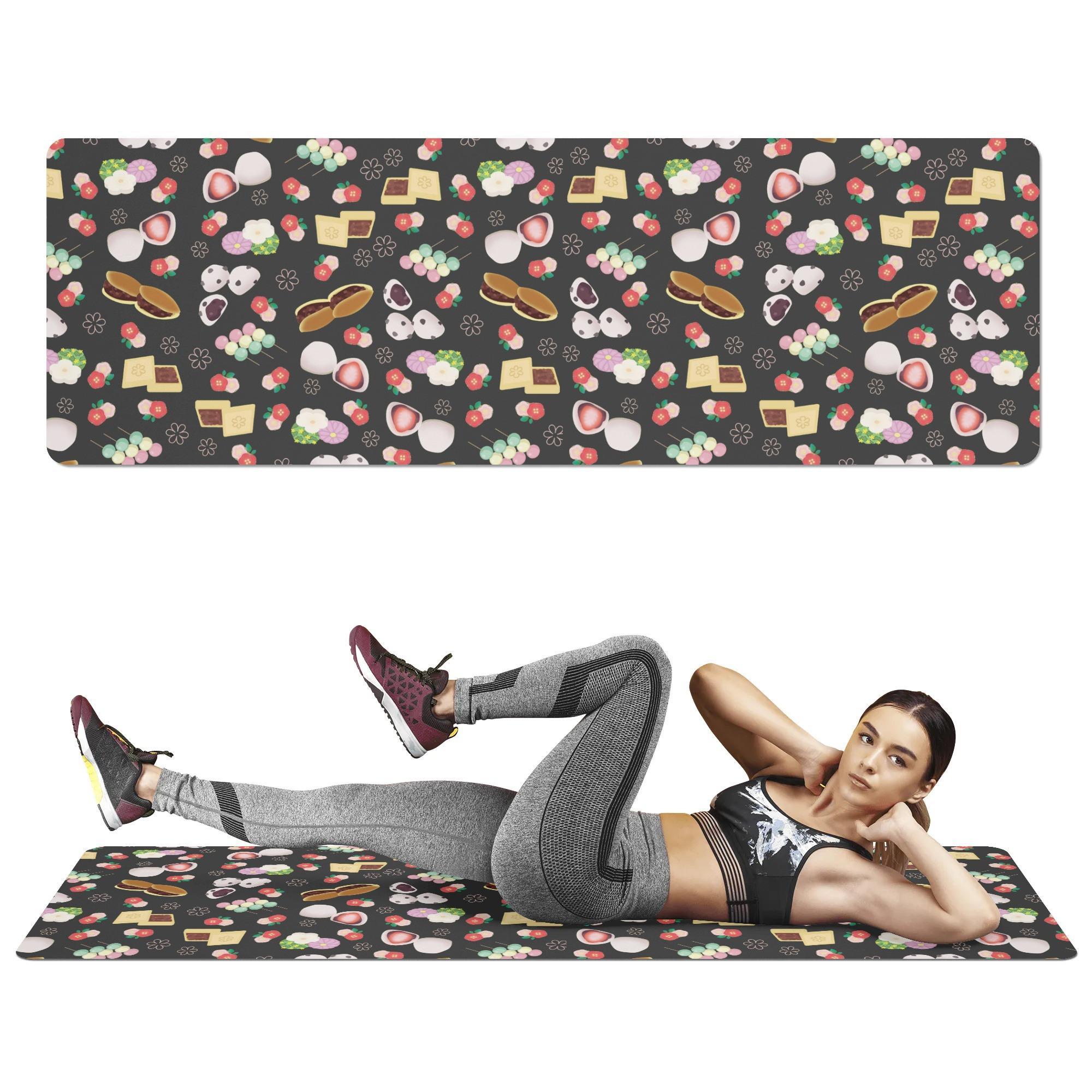 【直送品 同梱不可品】 和菓子柄(黒蜜)(ヨガマット) ヨガマット ユニセックス ホームデコレーション 全..