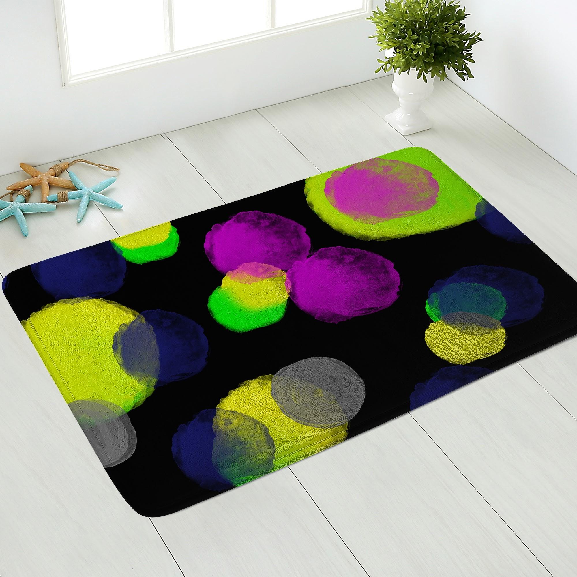 【直送品 同梱不可品】 ドロップ(ドアマット) ふんわりドアマット ユニセックス ホームデコレーション アート ブラック ピンク 蛍光 イエロー 水玉 ドット nie 【受注作成品