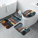 【直送品 同梱不可品】 雨の窓辺の猫 – 本とコーヒーのある静かなひととき(トイレマットセット) トイレマットセット ユニセックス ホームデコレーシ...