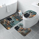 【直送品 同梱不可品】 雨の窓辺の猫 – あなたを振り返って(トイレマットセット) トイレマットセット ユニセックス ホームデコレーション 動物 猫...