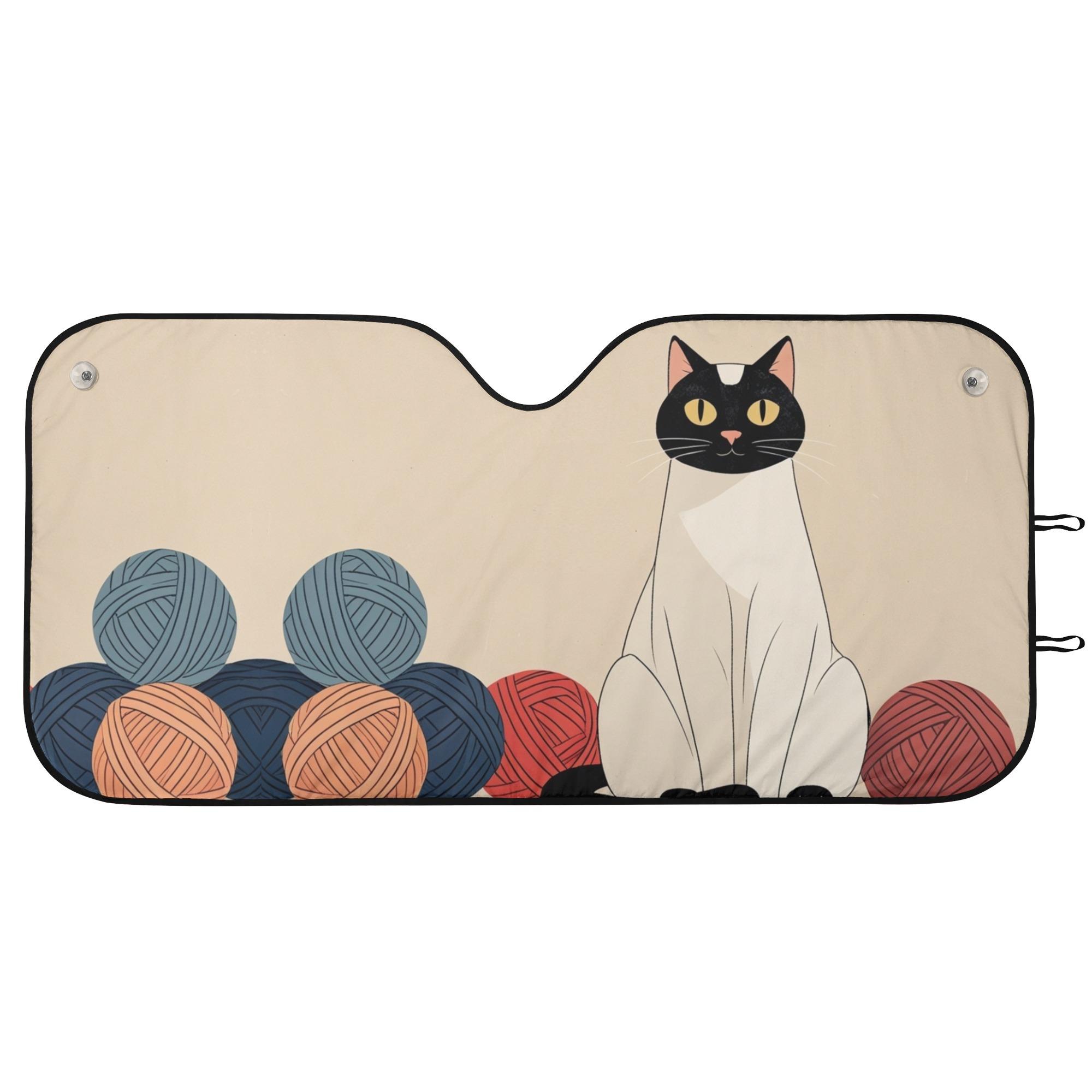 【直送品 同梱不可品】 毛糸とのひと時を楽しむシャム猫：コレハワタシノタカラモノ(サンシェード) サ..