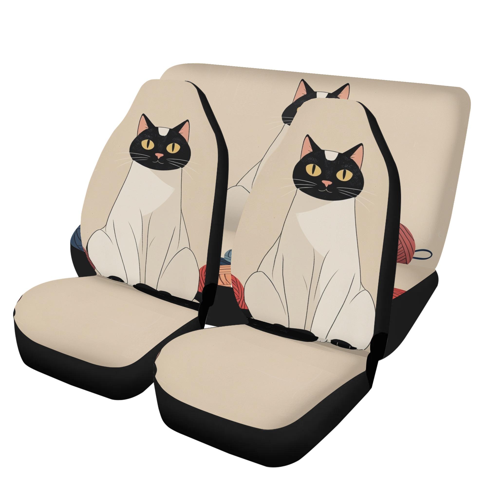 【直送品 同梱不可品】 毛糸とのひと時を楽しむシャム猫：コレハワタシノタカラモノ(カーシートカバー..