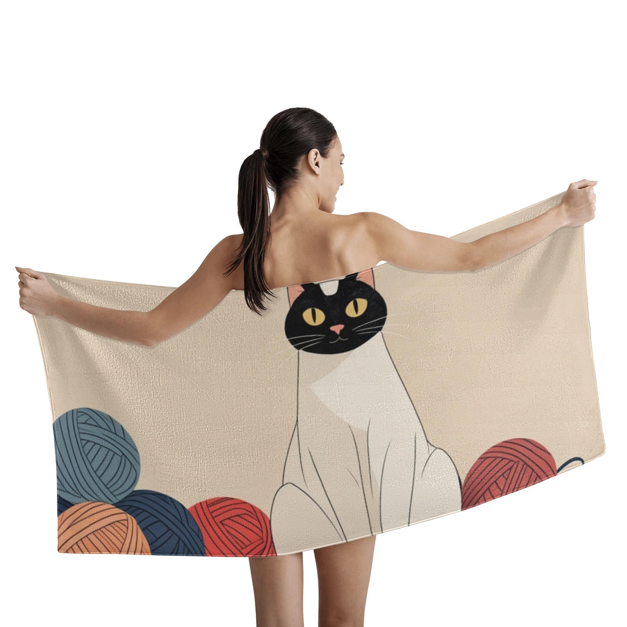 【直送品 同梱不可品】 毛糸とのひと時を楽しむシャム猫：コレハワタシノタカラモノ(バスタオル) バス..