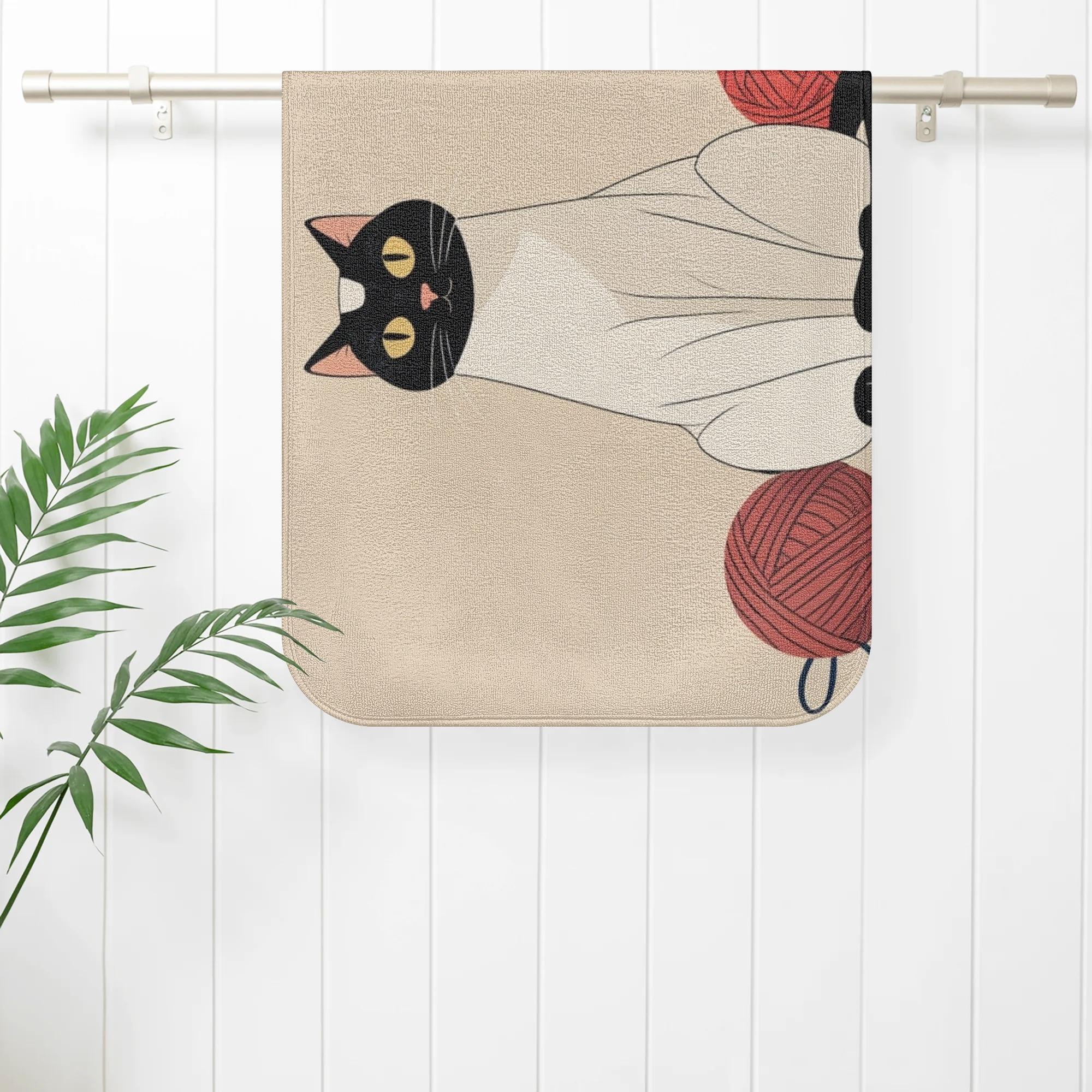 【直送品 同梱不可品】 毛糸とのひと時を楽しむシャム猫：コレハワタシノタカラモノ(フェイスタオル) ..