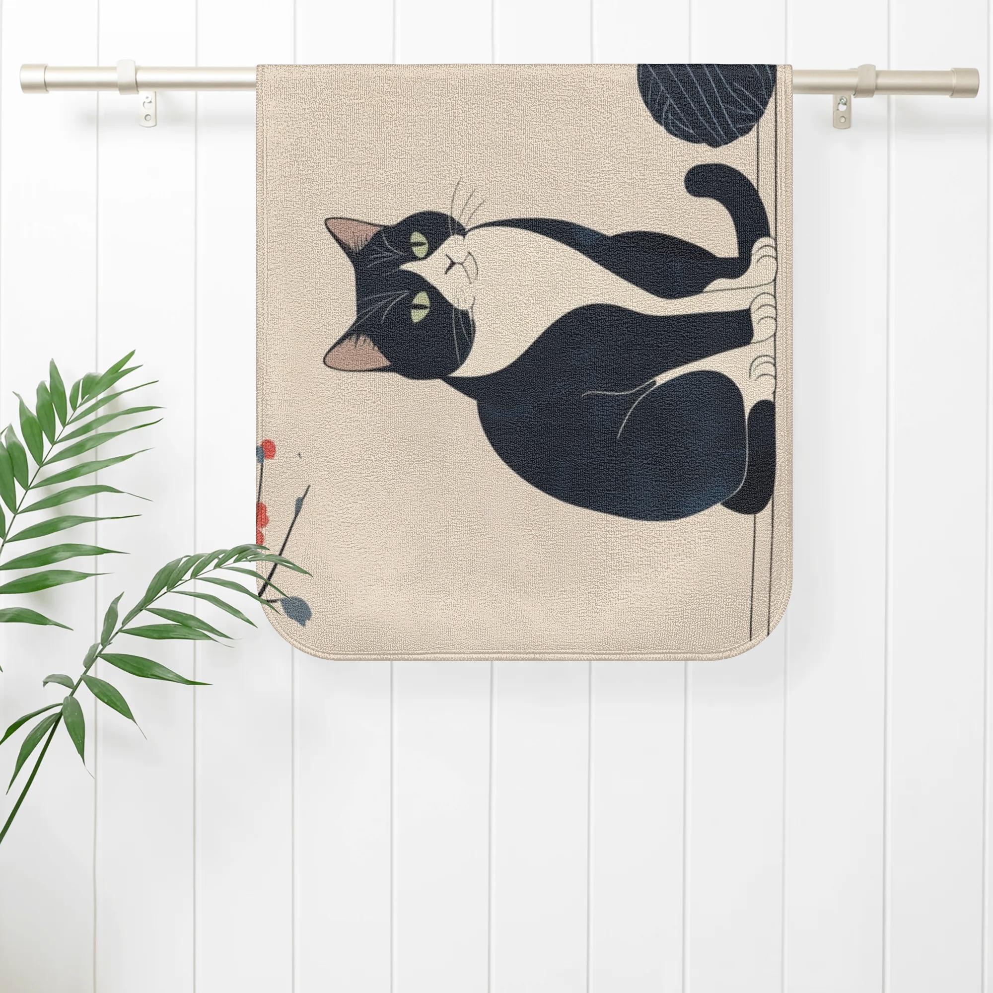 【直送品 同梱不可品】 タキシード猫と宝物の毛糸(フェイスタオル) フェイスタオル ユニセックス ホー..